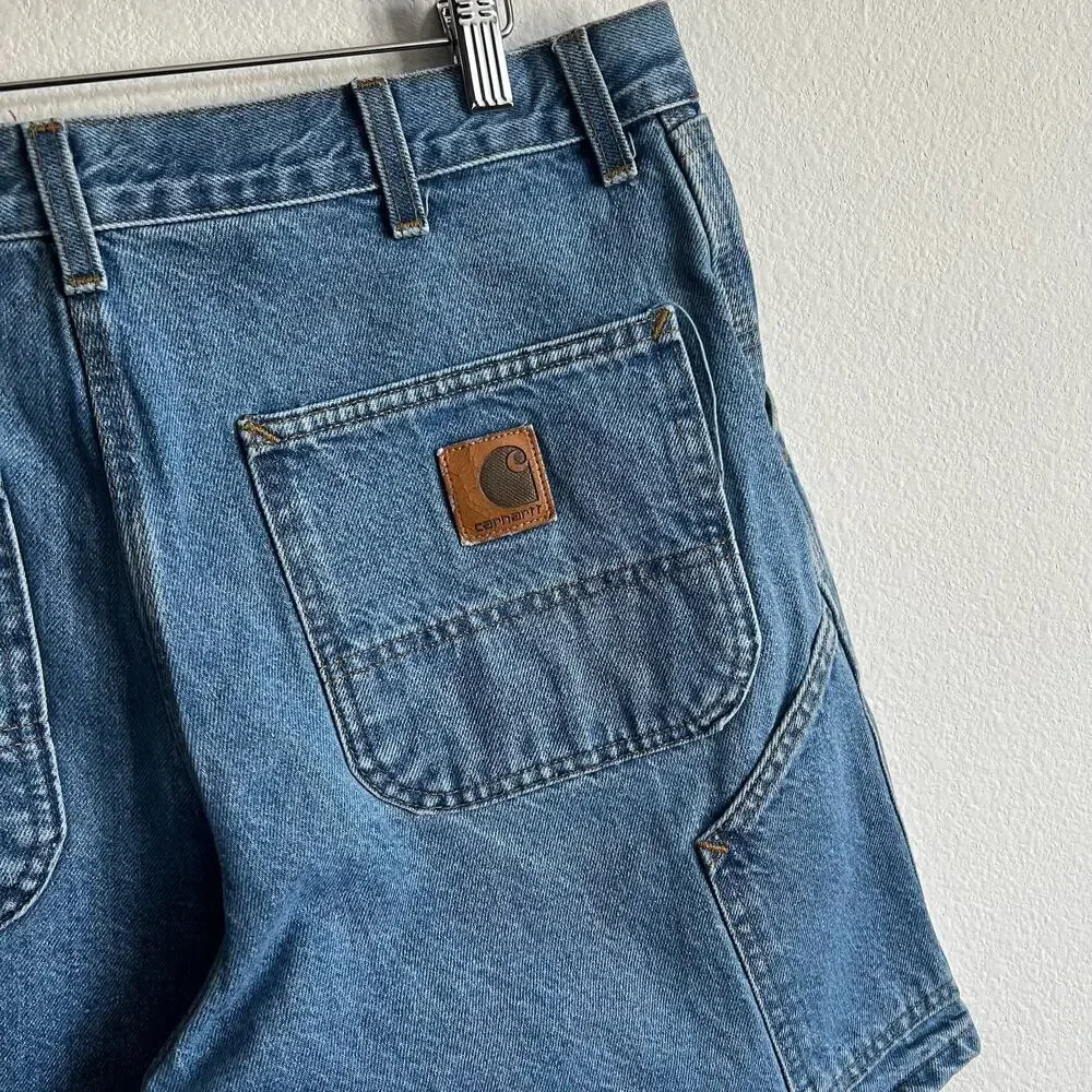 Carhartt denim blue jean work wear carpenter shorts